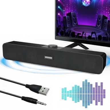 TNSLAND Casse PC USB Altoparlanti PC, Stereo Hi-Fi Casse per PC Fisso, Altoparlanti per PC con Connessione USB, Soundbar PC per Laptop, Monitor, Smartphone, Tablet, Console di Gioco, Nero