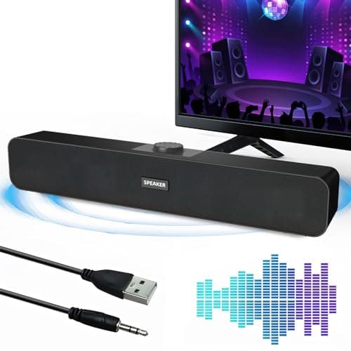 TNSLAND Casse PC USB Altoparlanti PC, Stereo Hi-Fi Casse per PC Fisso, Altoparlanti per PC con Connessione USB, Soundbar PC per Laptop, Monitor, Smartphone, Tablet, Console di Gioco, Nero
