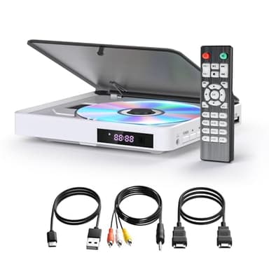 Lettore DVD Arafuna, lettore DVD per TV con tutte le regioni, lettore DVD/CD HDMI 1080P con uscita AV, ingresso USB, telecomando e cavo AV, PAL/NTSC-bianco