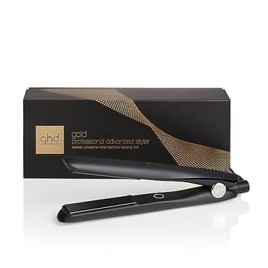 ghd Gold - Piastra per capelli professionale, senza calore estremo, piastre galleggianti in ceramica, rivestimento lucido morbido, stile senza crespo, riscaldamento di 30 secondi, modalità di