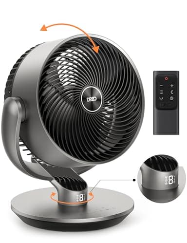 Dreo - Ventilatori intelligenti per camera da letto, 16 pollici, 25 dB silenzioso ventilatore da camera CC con telecomando, ventilatore oscillante a 120 ° +90 °, 6 modalità, 9 velocità, timer