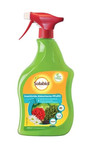Solabiol Insetticida Abbattente PFnPO, Biologico 2in1 a base di Piretro e olio di colza.Pronto Uso.Elimina afidi, mosca bianca, cicaline, tripidi, cocciniglie, larve di lepidotteri, coleotteri.500 ml