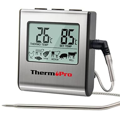 ThermoPro TP16 Termometro Cucina Digitale per Carne Barbecue BBQ Alimenti Forno Cibo con Ampio Schermo LCD e Sonda Prolungata in Acciaio Inox