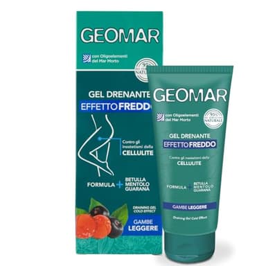 GEOMAR | GEL Drenante Effetto Freddo, contro gli Inestetismi della Cellulite, Regala Gambe Leggere, Ingredienti 95% di Origine Naturale, Made in Italy, 200 ml
