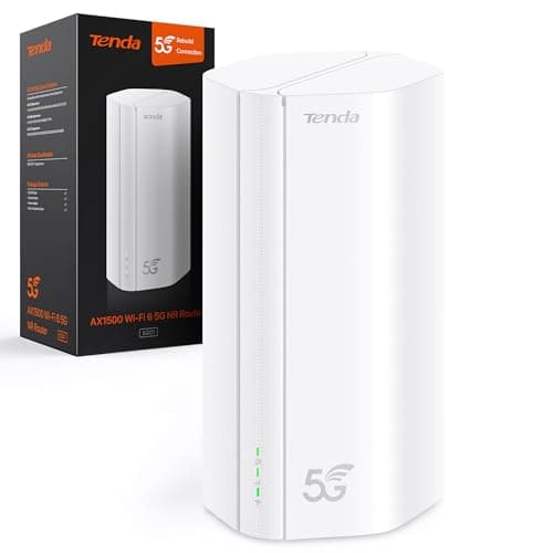 Tenda 5G01 Router 5G con SIM Wi-Fi 6 AX1500Mbps, Dual Band Modem 5G/4G LTE, Plug & Play, Porta Gigabit WAN/LAN, 6 Antenne Interne, Mesh Wi-Fi+, Nano SIM, Router WiFi con SIM 5G NR - Entry Level