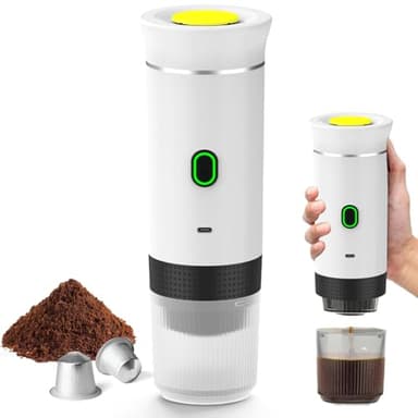 Macchina da Caffè Multi Capsules, 3 In 1 Caffettiere Expresso, 4-6 Minuti Di Auto-Riscaldamento, Piccole Capsule, Grandi Capsule, Caffè Macinato, Caffettiere Portatile Per Ufficio, Casa, Auto (bianco)