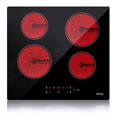 Vetroceramica Piano Cottura Elettrico - Incasso - 4 fuochi - Larghezza 60 cm - Nero
