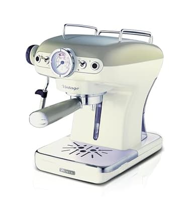 Ariete 1389 Macchina da Caffè Espresso di Design - per Polvere e cialde ESE - filtro 1 e 2 tazze - Montalatte - 850 Watt - Linea Vintage - Beige
