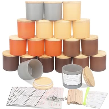 MILIVIXAY Confezione da 20 barattoli per candele autunnali da 113,4 g, con coperchio e kit per la creazione di candele, piccoli barattoli vuoti per candele – contenitori per spezie e polvere.