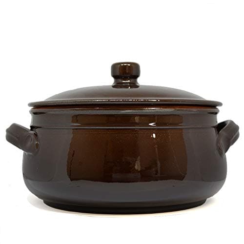Colì, Tegame in Terracotta con Coperchio, Tegame Artigianale, Marrone, Diametro 24 cm