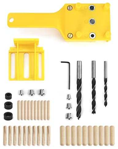 QWORK 44 Pezzi Dima per Fori a Tasca, dima per spinatura legno, Strumento di Foratura Portatile per Chiodi in Legno a Mano, 6 mm / 8 mm / 10 mm