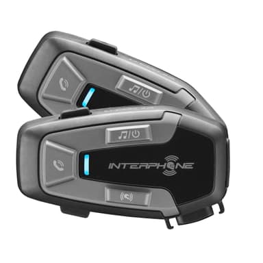 INTERPHONE U-Com6R - Doppio - Interfono Moto Bluetooth 5.2 Rimovibile e Batteria Integrata 15 ore Autonomia, Moto Moto 1 Km, Compatibile TFT e GPS, Impermeabile, Speaker 32mm, per tutti i Caschi