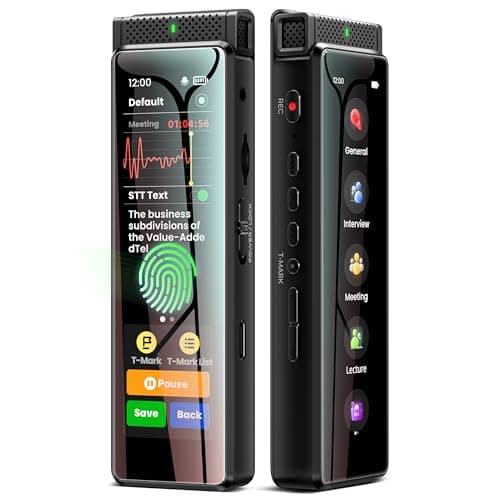 Innioasis R1 - Registratore vocale digitale da 72 GB, con funzione di trascrizione intelligente AI e Bluetooth, registratore audio attivato dalla voce con microfono (nero)