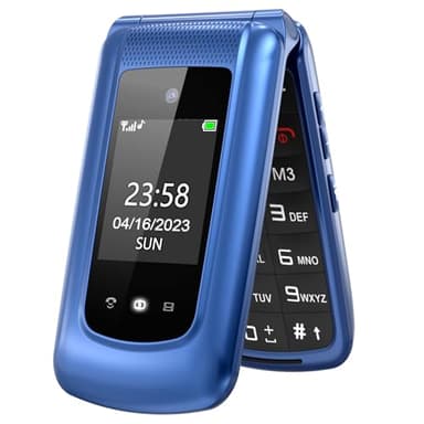 uleway GSM Telefono Cellulare per Anziani,Flip Telefoni Cellulari Tasti Grandi,Volume alto,Funzione SOS, 2.4"+1.77" Doppio display,Pantalla 2.4(Blu)…