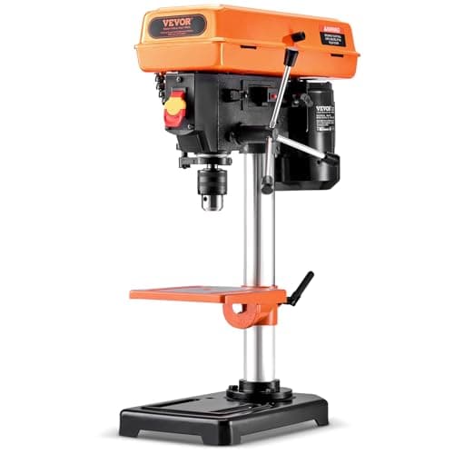 VEVOR Trapano a Colonna da Banco 203,2 mm, Motore a Induzione, 500 W, Velocità Regolabile 550/950/1450/1950/2500 giri/min, Tavolo da Lavoro Inclinabile 0-45°, Luce LED Trapano per Legno Metallo