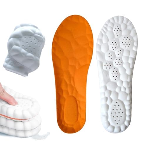Solette in Memory Foam 4D con Supporto per Arco Plantare Solette Ortopediche Soletta Ortopedica Sport Solette Inserti per Scarpe da Ginnastica Scarpe Sportive Traspirabile (Arancione, 35-36)