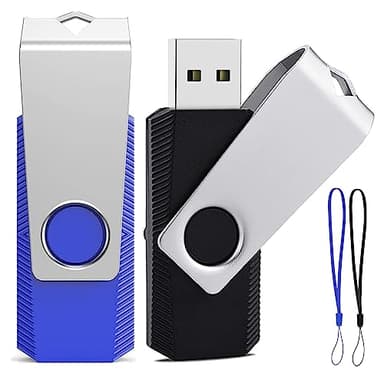 ABLAZE 8GB 2 Pezzi Chiavetta USB 2.0 Girevole Pen Drive 8GB per archiviazione dati Unità 8GB Pennetta USB con Corda（blu nero）