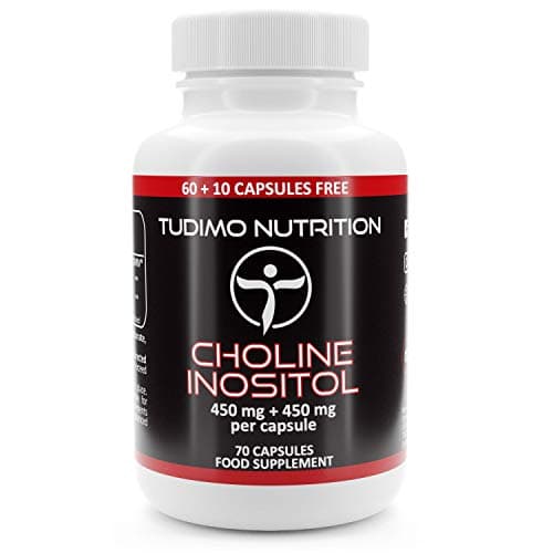 Colina e Inositolo Integratore Alto Dosaggio - 900mg (450 mg + 450 mg) per Capsula | 70 Capsule (Scorta 2+ Mesi) con 450mg di Bitartrato di Colina e 450mg di Inositol di Polvere Pura