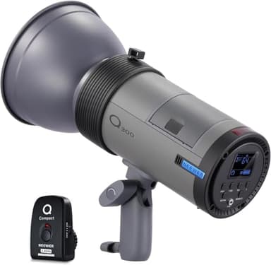 NEEWER Q300 Flash da Studio/Esterno 300W 2.4G con Trigger Wireless Q Compatto, Luce Strobo con Batteria Litio 7800mAh,Monoluce Senza Fili per Fotografia con 1000 Flash a Piena Potenza,Riciclo 0,4~2,5s