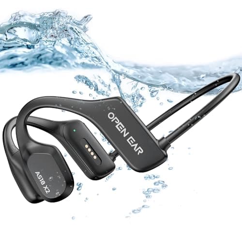 QYGCKJ Cuffie A Conduzione Ossea Per Nuoto, Cuffie Auricolari Aperte Impermeabili IP68, Cuffie Sportive Bluetooth Wireless Con Lettore MP3 Integrato Memoria 16G Per Corsa, Ciclismo, Palestra