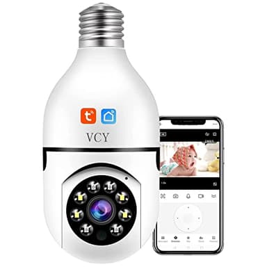Telecamera di sicurezza della lampadina, E27 WiFi TUYA colori notturna a 360 gradi Pan/Tilt Telecamera IP panoramica, 2,4 GHz 1080 P Smart Home Sorveglianza Bambini Cam Allarme Due Vie Talk Indoor Pet