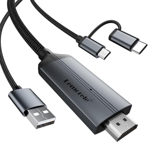 Lemorele Cavo adattatore HDMI MHL 2 in 1 2M, cavo adattatore da micro USB tipo C a HDMI, adattatore FHD da micro USB a HDMI per USB C Pad/iPhoe/Huaiwei/Xiaomi e Samang Galaxy a HDTV/proiettore/monitor