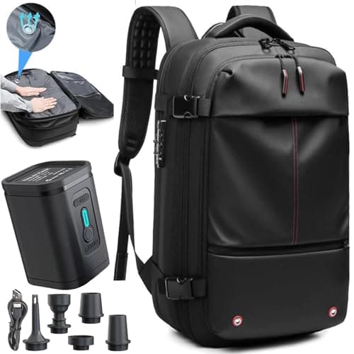 Zaino sottovuoto da viaggio, 62 l, espandibile, con kit con pompa per compressione sottovuoto, antifurto, dotato di dispositivo di aspirazione dell'aria
