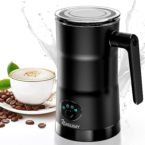 NWOUIIAY Montalatte Elettrico 600W 350ML 4 IN 1 Cappuccinatore Elettrico Macchina per Schiuma Automatico Latte Calda/Fredda Montalatte per Cappuccino Macchiato Caffè Latte e Cioccolata Calda