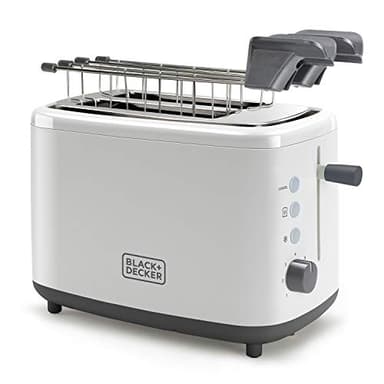 Black+Decker BXTOA820E - Tostapane 820W. 2 slot larghi. 7 livelli di tostatura. Pinze estraibili. Funzioni: Annulla, Riscalda e Scongela. Vassoio raccoglibriciole. Piedini antiscivolo. Bianco
