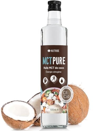 Laboratorio Francese Nutribe MCT Pure C8 e C10-100% Olio di Cocco, Formula Scientifica - Supporto Chetogenico, Perdita di Peso, Salute Cerebrale