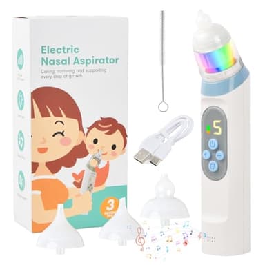 Mapille Aspiratore Nasale Elettrico Neonato con 5 Livelli Di Aspirazione, Pulisci naso per bambini, Succhia naso per bambini con luce LED e Musica Funzione, Succhia Moccio Automatico per Bambini