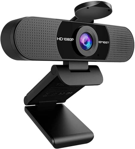 EMEET Full HD Webcam - C960 1080P Webcam con doppio microfono, 90° streaming videocamera con correzione automatica della luce, plug & play, per Linux, Win10, Mac OS X, YouTube, Skype, per conferenze