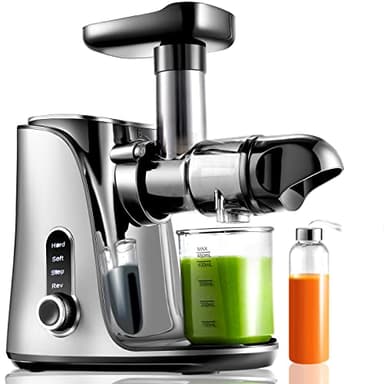 AMZCHEF Spremiagrumi frutta e verdura con 2 modalità di velocità – Slow Juicer con bottiglia portatile e 2 tazze – Senza BPA Cold Press Juicer con LED intelligente e funzione di inversione – Grigio