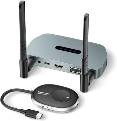 HDMI Wireless, Lemorele Trasmettitore e Ricevitore HDMI senza Fili 164FT/50M 1080P HDMI+VGA a Doppio Schermo con Trasmissione 5G per lo Streaming Audio-Video da PC, Laptop a HDTV, Proiettore