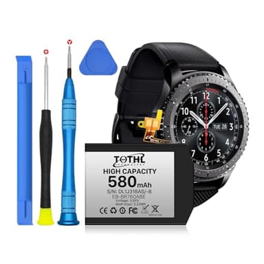 TQTHL Batteria di ricambio per Samsung Gear S3, 580 mAh, EB-BR760ABE, compatibile con Samsung Gear SM-R760 SM-R770 SM-R765 Gear S3 Frontier Gear S3 Classic GH43-04699A con kit di attrezzi di