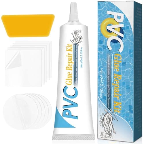 Capgoost Kit Riparazione Piscina, 60ml Kit Riparazione Gonfiabili, Colla Riparazione in PVC, Toppe per Piscina Fuori Terra, Impermeabile Set di Riparazione per Gommoni SUP per Piscina Gonfiabile