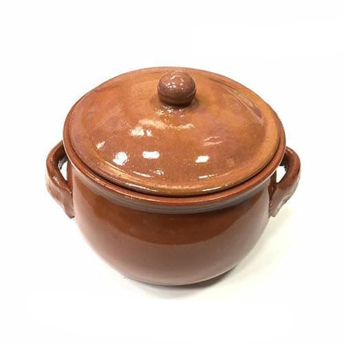 NOBILE LOVELYCARE Pentola bombata in terracotta con coperchio diametro 20cm artigianale MADE IN ITALY cottura lenta