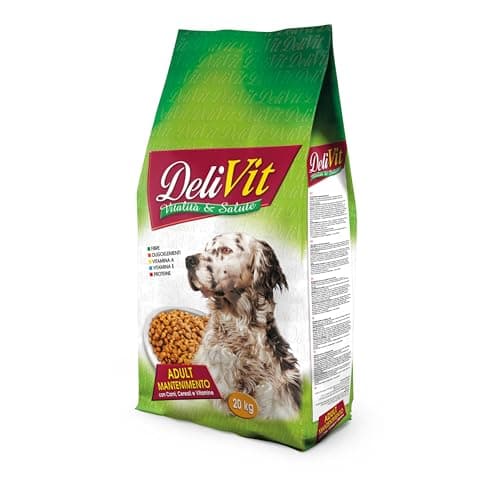 DeliVit Adult - Crocchette Cani 20 kg offerte - Vitalità e Salute - Croccantini Nutritivi con Carni, Cereali & Vitamine