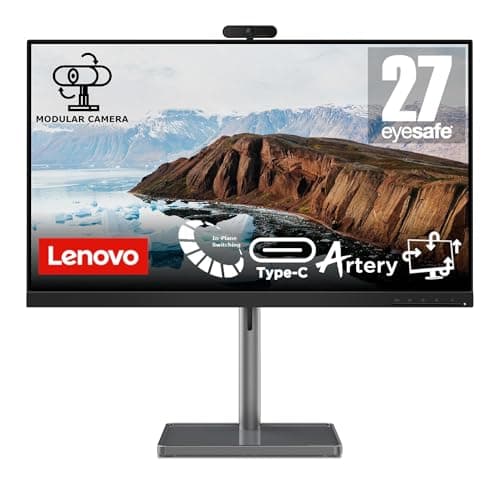 Lenovo L27m-30 Monitor 27" FHD IPS (1920x1080), 75 Hz, 4 ms, AMD FreeSync, HDMI+VGA+USB-C, HUB USB, Microfono e Altoparlanti integrati, Regolabile (Pivot), Base in Metallo, Eyesafe - Webcam inclusa
