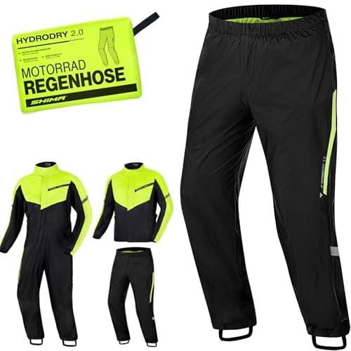 SHIMA HYDRODRY 2.0 Pantaloni Antipioggia Moto Impermeabile Donna Uomo Acqua Resistente per Tuta da Motociclista Traspirante Riflettente Abbigliamento Pioggia (Pantalone Unisex, Fluo, XL)