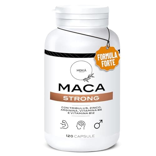 Mekià® Integratore di Maca, Arginina, Tribulus, Zinco e Vitamine B, Energia, Resistenza e Virilità per Uomo e Donna miglioramento Prestazioni Fisiche e Mentali Ottimali