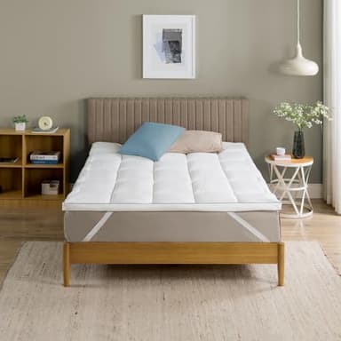 Zinus Coprimaterasso in Bambù 160x190 cm - Coprimaterasso Trapuntato Pillowtop di 5 cm - Lavabile in Lavatrice - Ipoallergenico