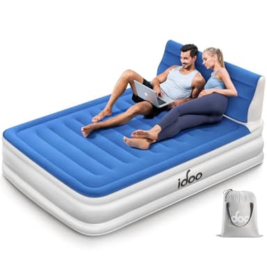 iDOO Letto ad Aria con Testiera, Materasso Gonfiabile Matrimoniale per Ospiti con Pompa Elettrica Integrata, Comfort