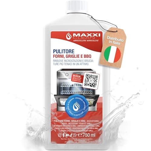 MAXXI CLEAN | Pulitore per forno, grill e BBQ extra forte (750 ml)| Pulitore e sgrassatore automatico | Per forno, piano cottura e grill | Scioglie incrostazioni