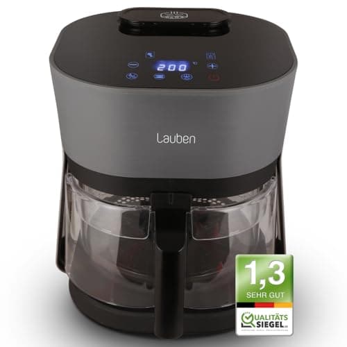 Lauben Glass&Steam - Friggitrice ad aria calda 4500BG Air Fryer con cestello in vetro, funzione vapore, 8 programmi, regolazione manuale dell'ora e della temperatura, cestello lavabile in