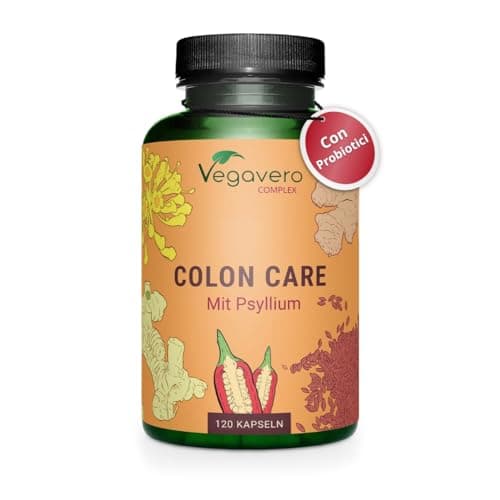 COLON IRRITABILE | 120 capsule | 100% Naturale con Psillio, Zenzero, Finocchio e Fermenti Lattici | Anche per Stitichezza, Intestino pigro e Gonfiore | Vegan e Senza Additivi | Vegavero®