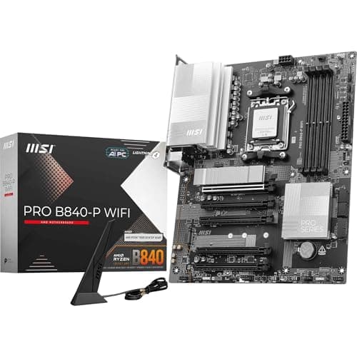 MSI PRO B840-P WIFI Scheda Madre, ATX - Supporta Processori AMD Ryzen 9000/8000 / 7000, AM5 - Memoria DDR5 Boost (8000+ MT/s OC), PCIe 4.0 x16, M.2 Gen4, Wi-Fi 7, 2.5G LAN