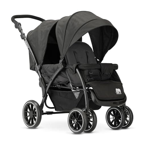 Deryan Elena - Passeggino Duo Tandem per bambini, doppio Duett con imbracatura a 5 punti e regolabile a 4 anni (nero)