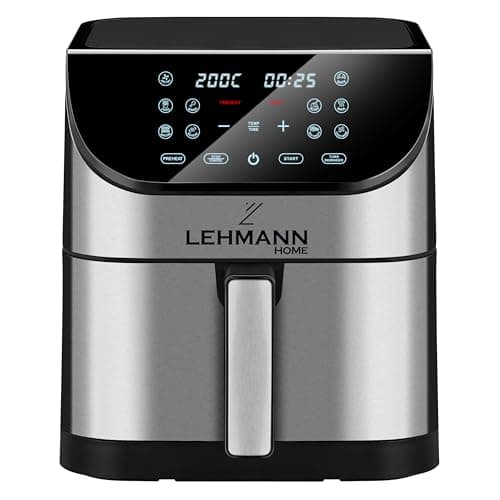 Lehmann Friggitrice ad aria calda XXL 1800 W, friggitrice ad aria calda 8L con fino a 10 programmi, friggitrice ad aria calda con touch screen a LED digitale, regolazione della temperatura 76-200°C,