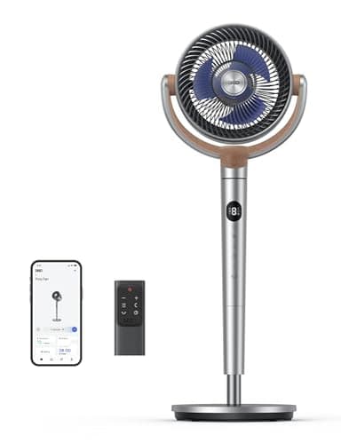 Dreo - Ventilatore a piedistallo, 80 piedi di grado, ventilatore a piedistallo per tutta la stanza, ventilatori oscillanti a 120°+120° con telecomando/voce/Wifi/Alexa, 8 impostazioni di velocità, 5
